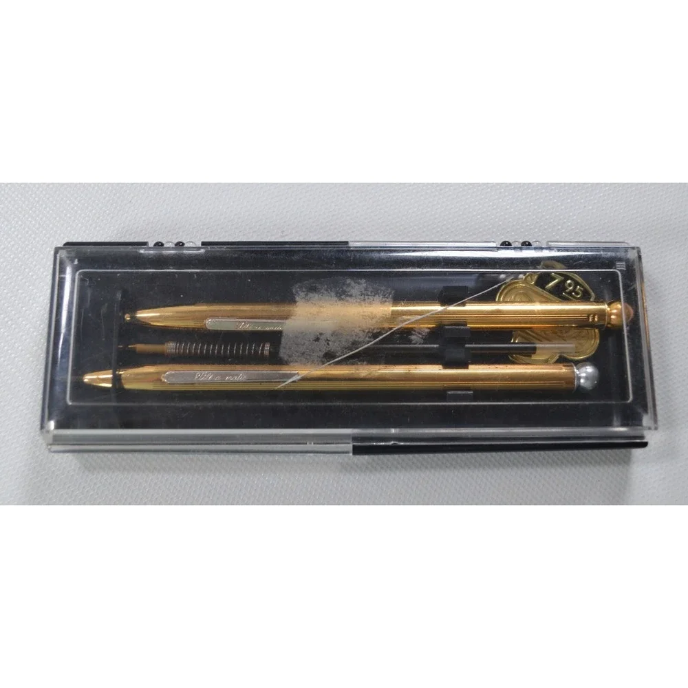 Vintage Tilt-a-matic Gold‎ Tone Metal Mechanical Pen Set in Plastic Case